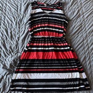 Merona L Pink, Black, White, and Grey Tank Dress with Tie
